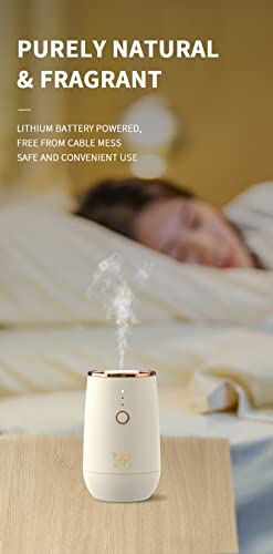 King Of Scents Essential Oils Diffuser with 9 Ambient Light Battery Operated Cordless Nebulizer Car Diffusers for Essential Oils Large Room Hotel Travel Easter Gift - White (Pack of 3)