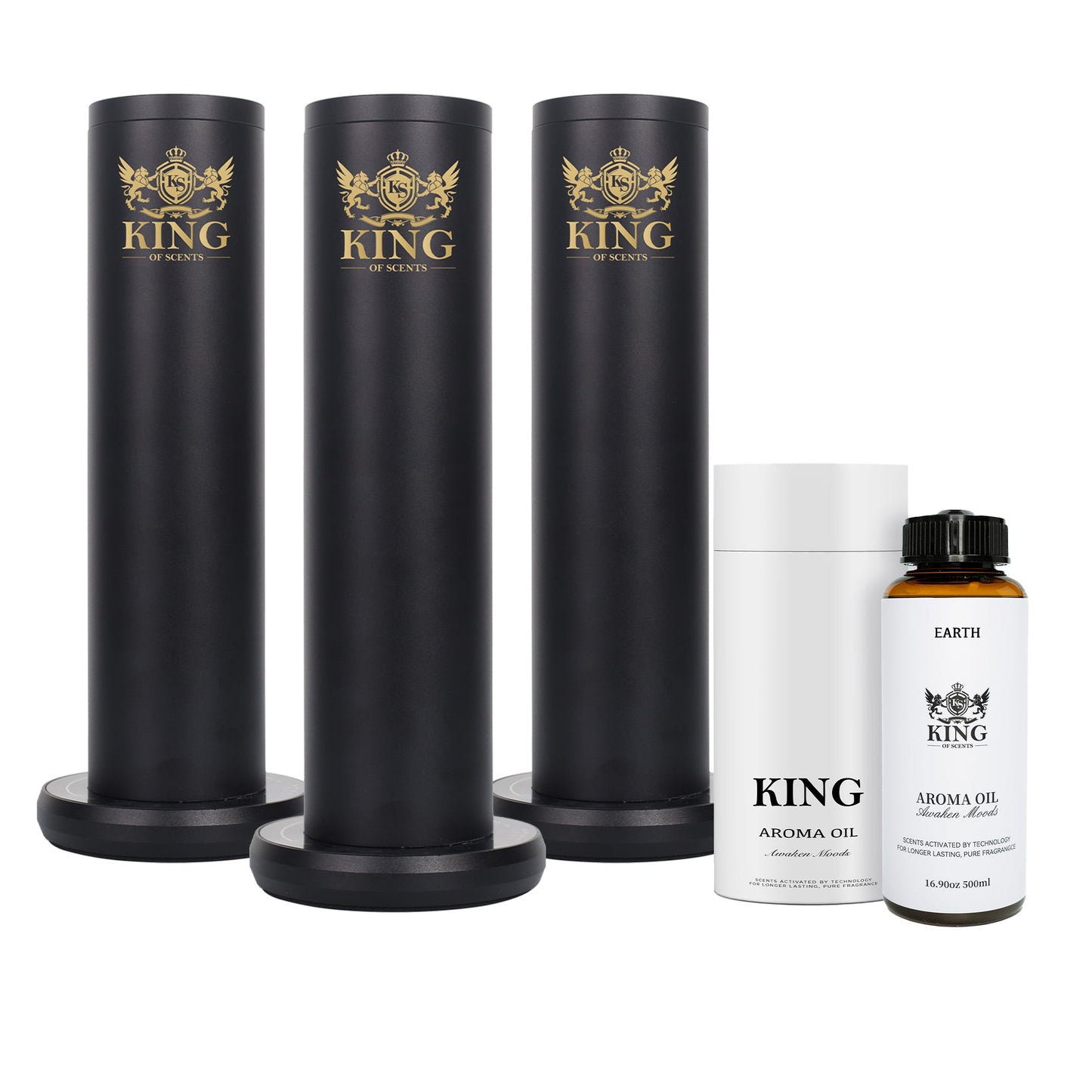 KING OF SCENTS BT Bluetooth Aroma Essential Oil Diffuser Fragrance Diffuser, Cold-Air Diffusion Scent Machine - Silver (Pack of 3)