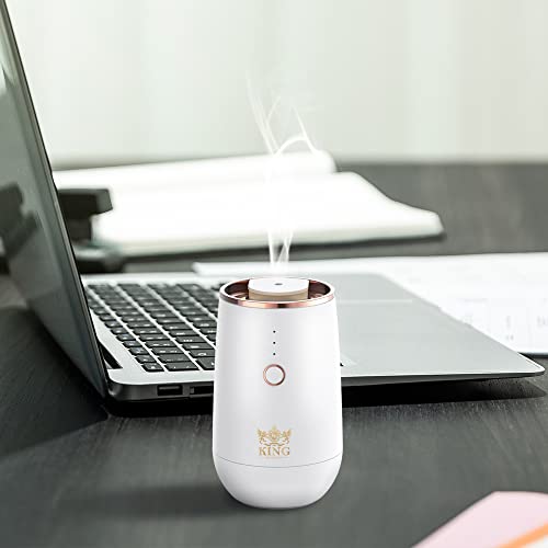 King Of Scents Essential Oils Diffuser with 9 Ambient Light Battery Operated Cordless Nebulizer Car Diffusers for Essential Oils Large Room Hotel Travel Easter Gift - White (Pack of 3)