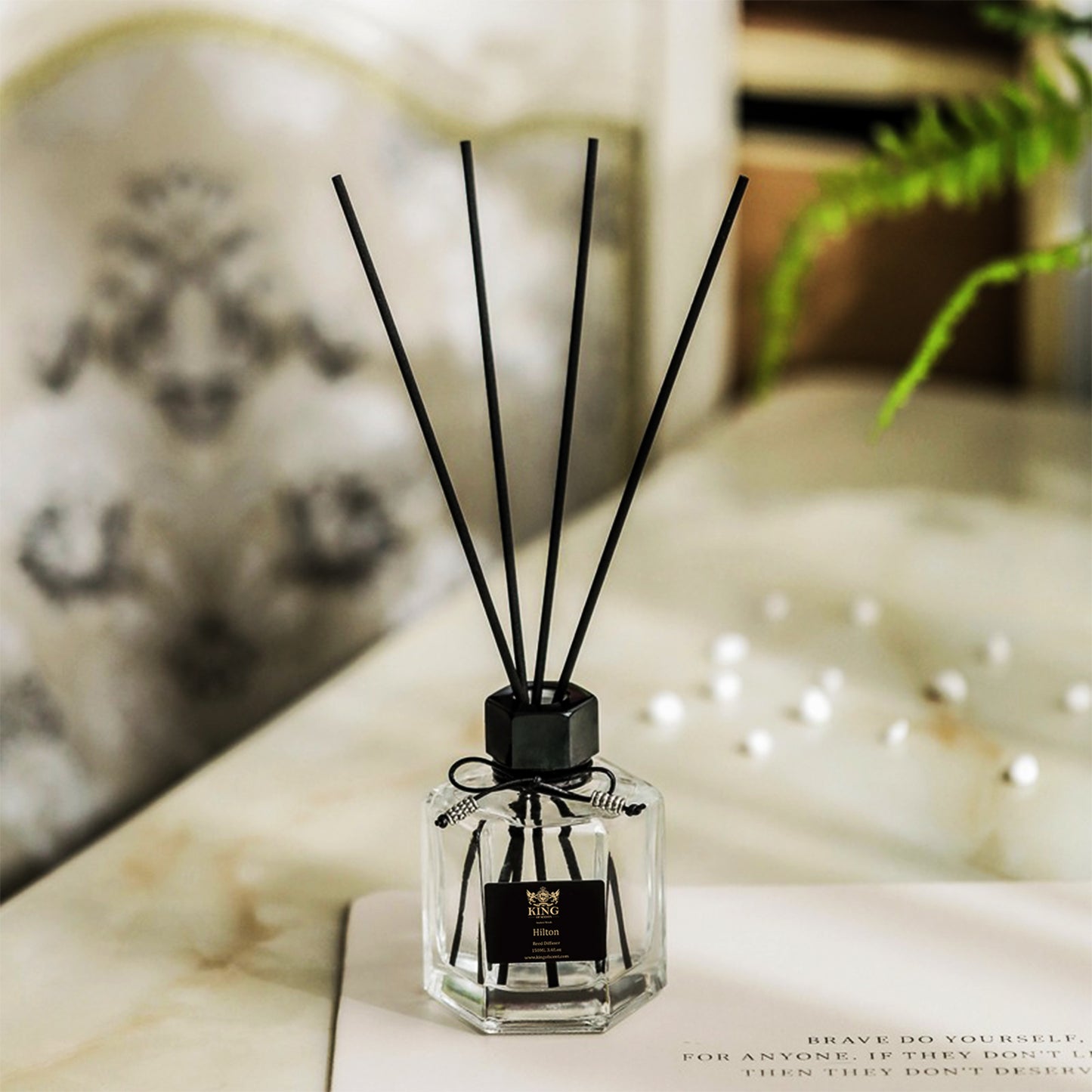 KING OF SCENTS Reed Diffuser (120ml) Hilton Hotel Reed Diffuser Set,Reed Diffuser & Oil Diffuser Sticks with Flower, Aromatherapy, Home & Kitchen Décor,Fragrance and Gifts…