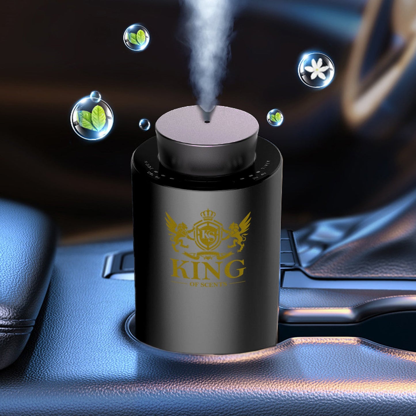 King Of Scents Aroma Essential Oils Diffuser Operated Cordless Nebulizer Car Diffusers for Essential Oils Large Room Hotel Travel Easter Gift(Included oil10ml-4 Color) - Black (Pack of 3)
