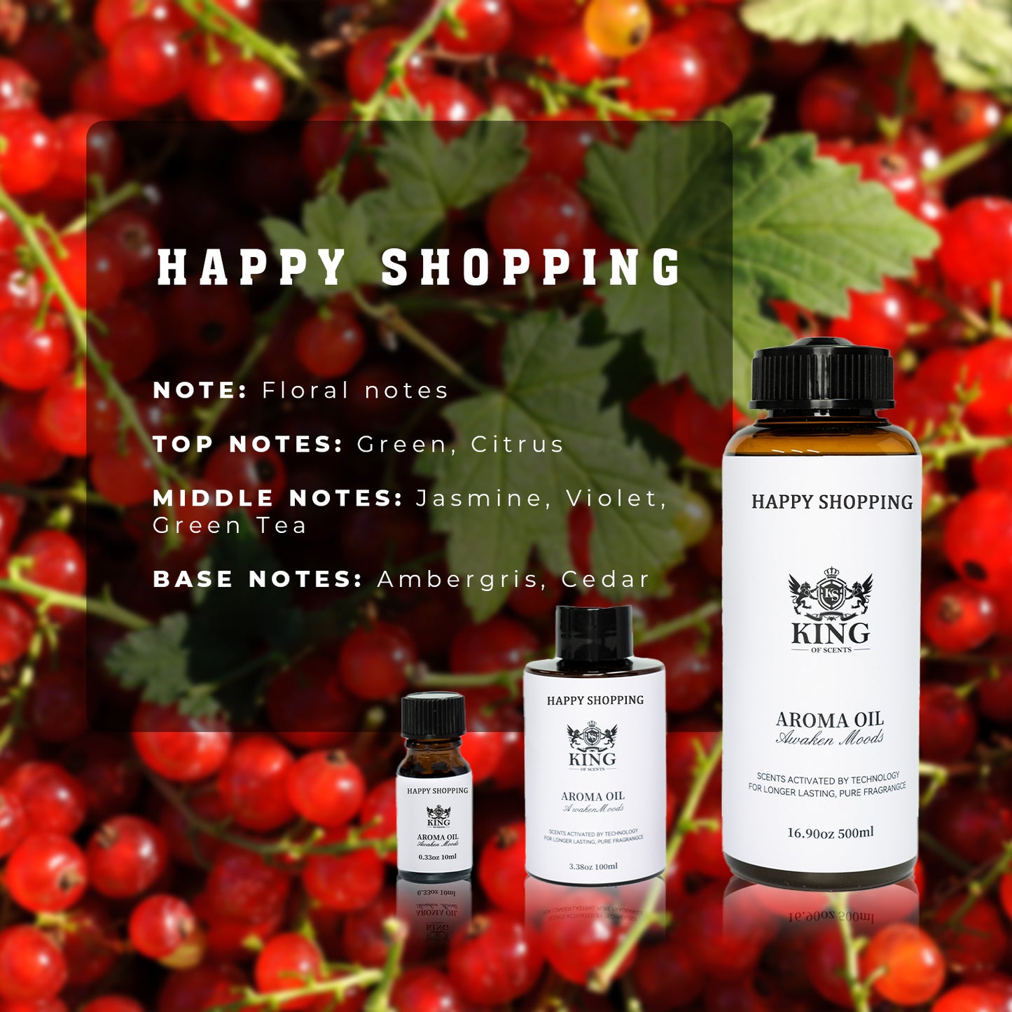 King Of Scents Happy Shopping Oil Scent Diffusers - (10ml-100ml-500 Milliliter)