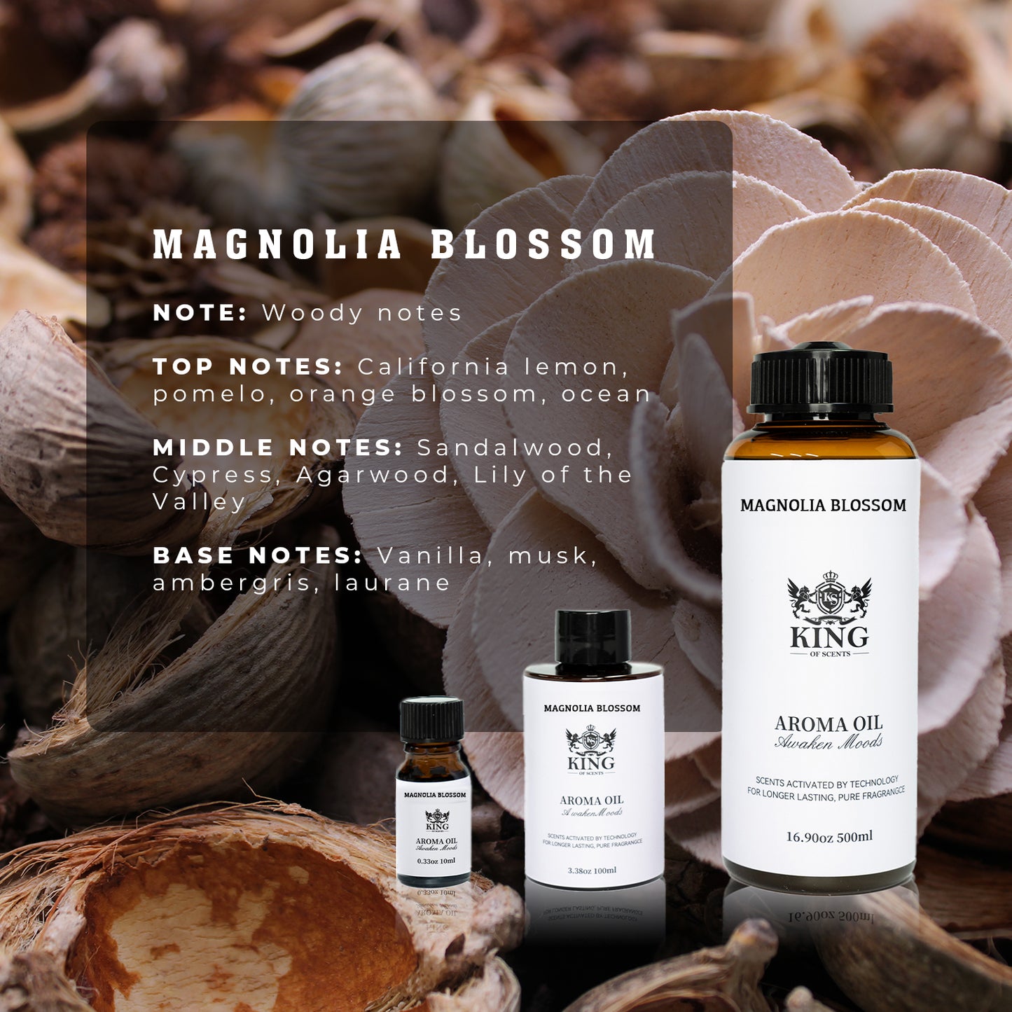 King Of Scents Magnolia Blossom for Oil Scent Diffusers - (10ML-100ML-500 Milliliter)