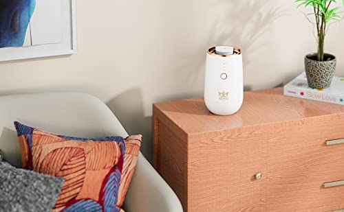 King Of Scents Essential Oils Diffuser with 9 Ambient Light Battery Operated Cordless Nebulizer Car Diffusers for Essential Oils Large Room Hotel Travel Easter Gift - White