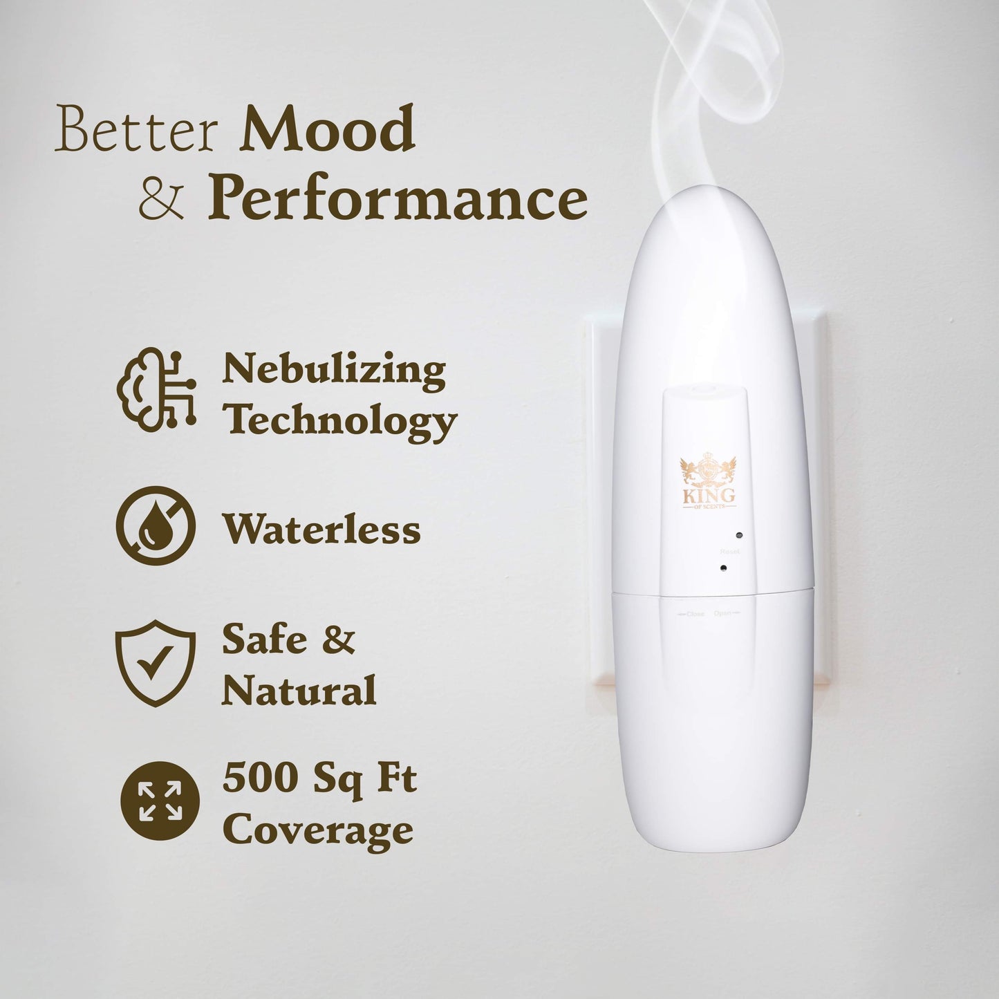 King of scents Aroma Diffuser - Up to 500 Sq. FT Coverage - Nanotechnology Plug in Oil Diffuser for Essential Oils -for Home and Office - Wall Silent & Waterless Oil Diffuser (White+ black )