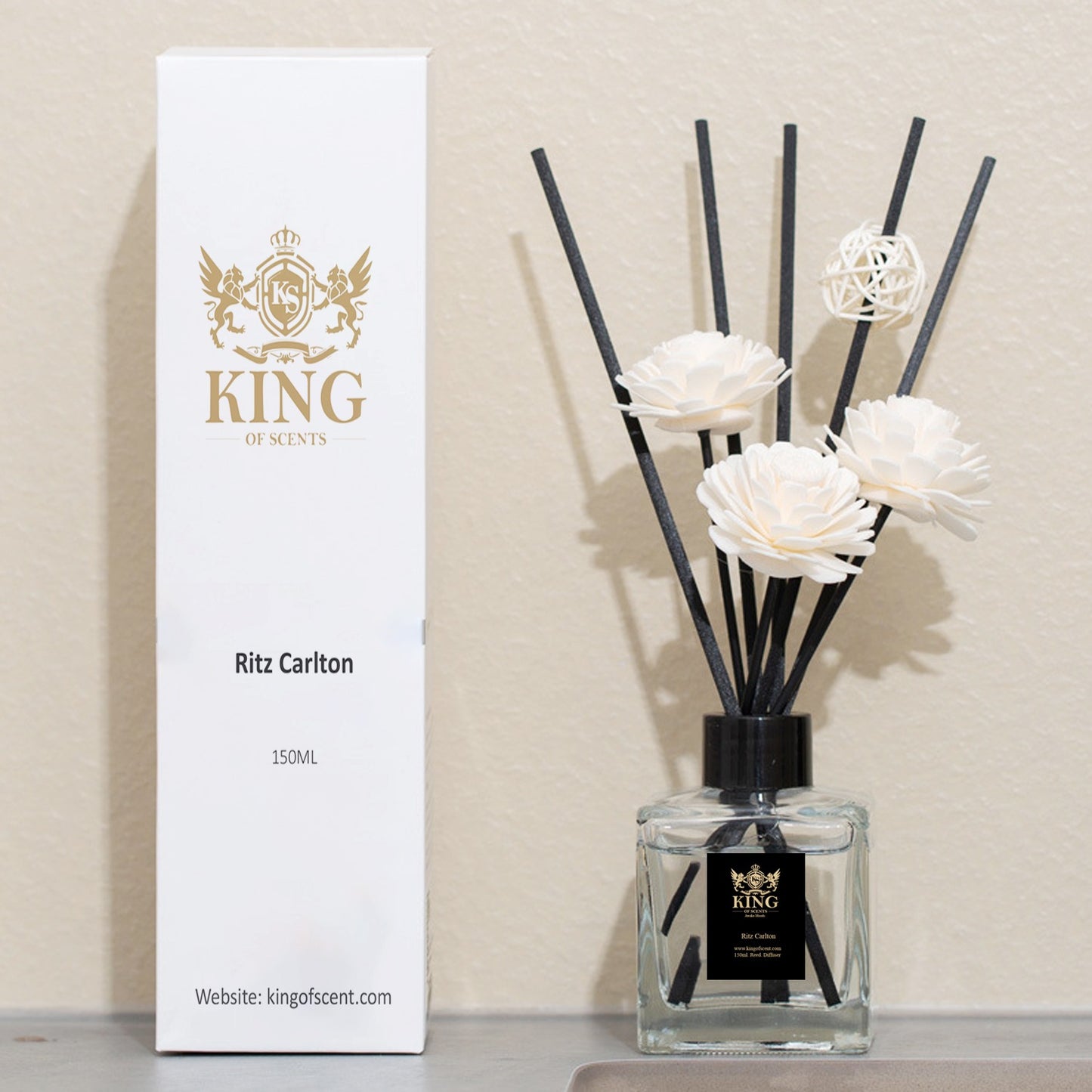 King of scents Aroma Reed Diffuser (150ml) Ritz Carlton Reed Diffuser Set,Reed Diffuser & Oil Diffuser Sticks, Home & Kitchen Décor,Fragrance and Gifts