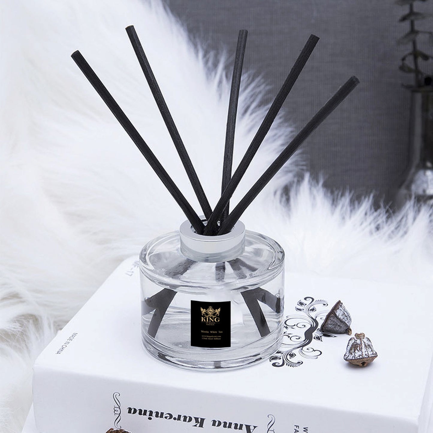 King of scents Aroma Reed Diffuser (120ml) Westin White Tea Reed Diffuser Set,Reed Diffuser & Oil Diffuser Sticks, Home & Kitchen Décor,Fragrance and Gifts