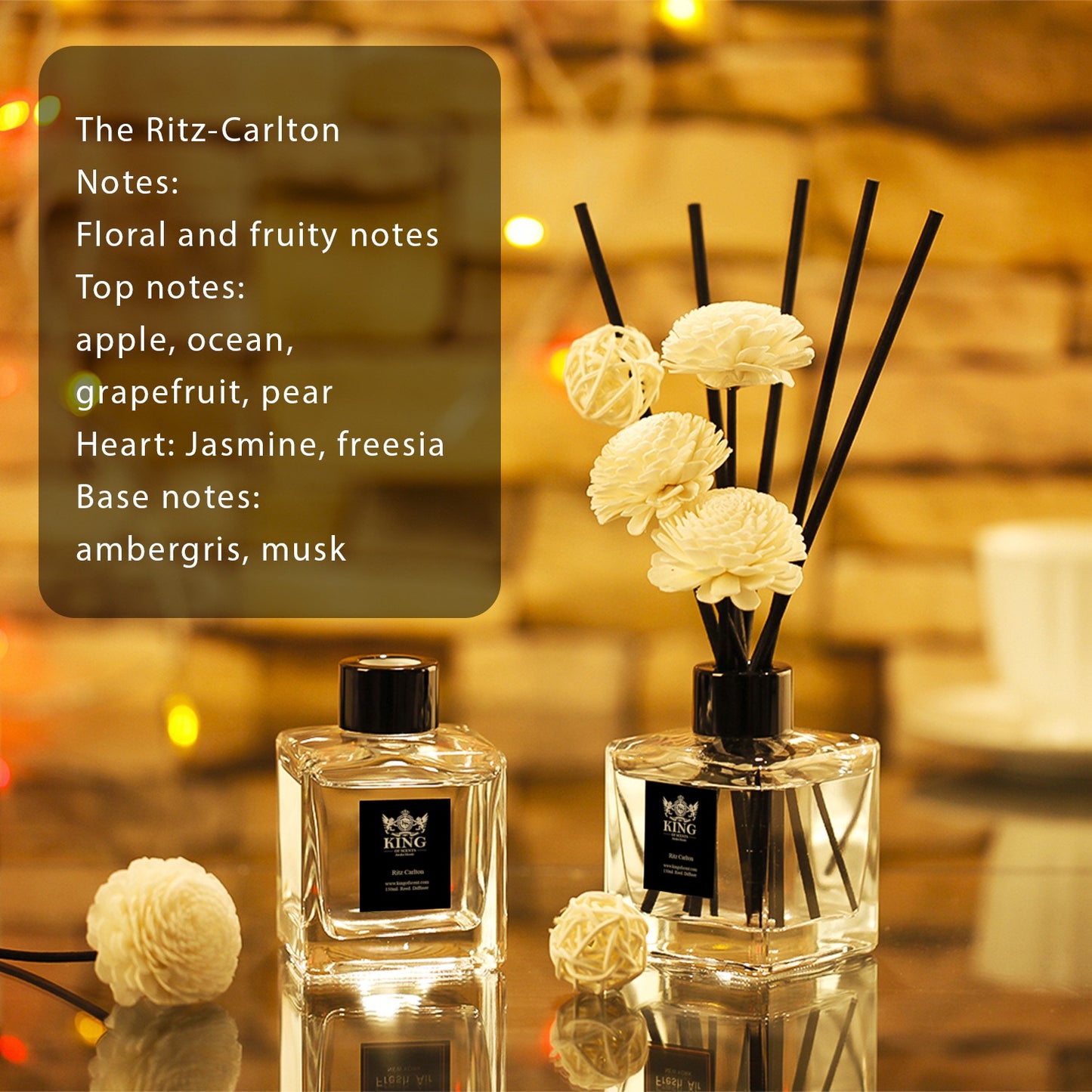King of scents Aroma Reed Diffuser (150ml) Ritz Carlton Reed Diffuser Set,Reed Diffuser & Oil Diffuser Sticks, Home & Kitchen Décor,Fragrance and Gifts