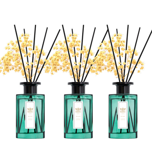 Reed Diffuser (200ml) Mint Reed Diffuser Set,Reed Diffuser & Oil Diffuser Sticks with Flower, Aromatherapy, Home & Kitchen Décor,Fragrance and Gifts (Pack Of 3)