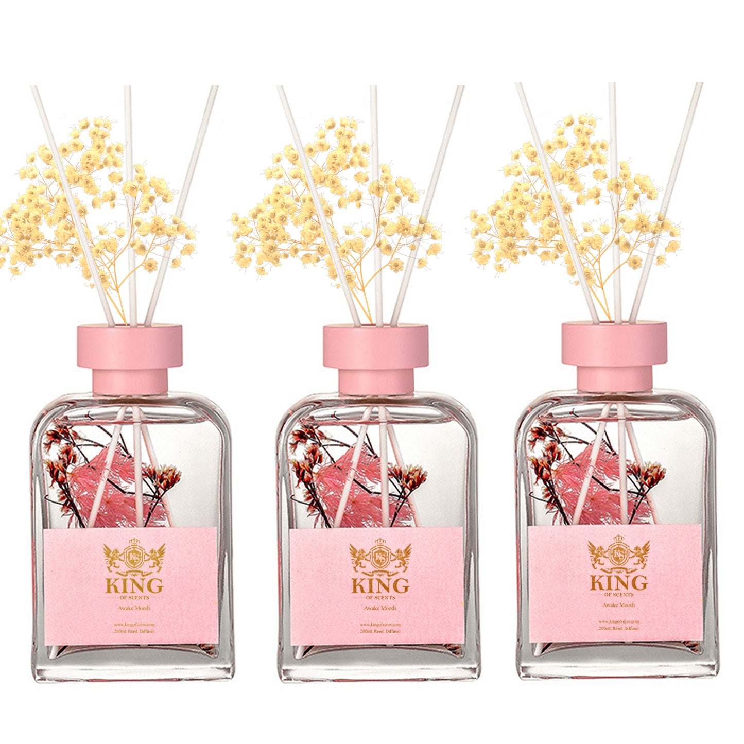 Reed Diffuser & Oil Diffuser Sticks with Flower, Aromatherapy, Home & Kitchen Décor,Fragrance and Gifts (Chiba Rose and Pink Pepper)