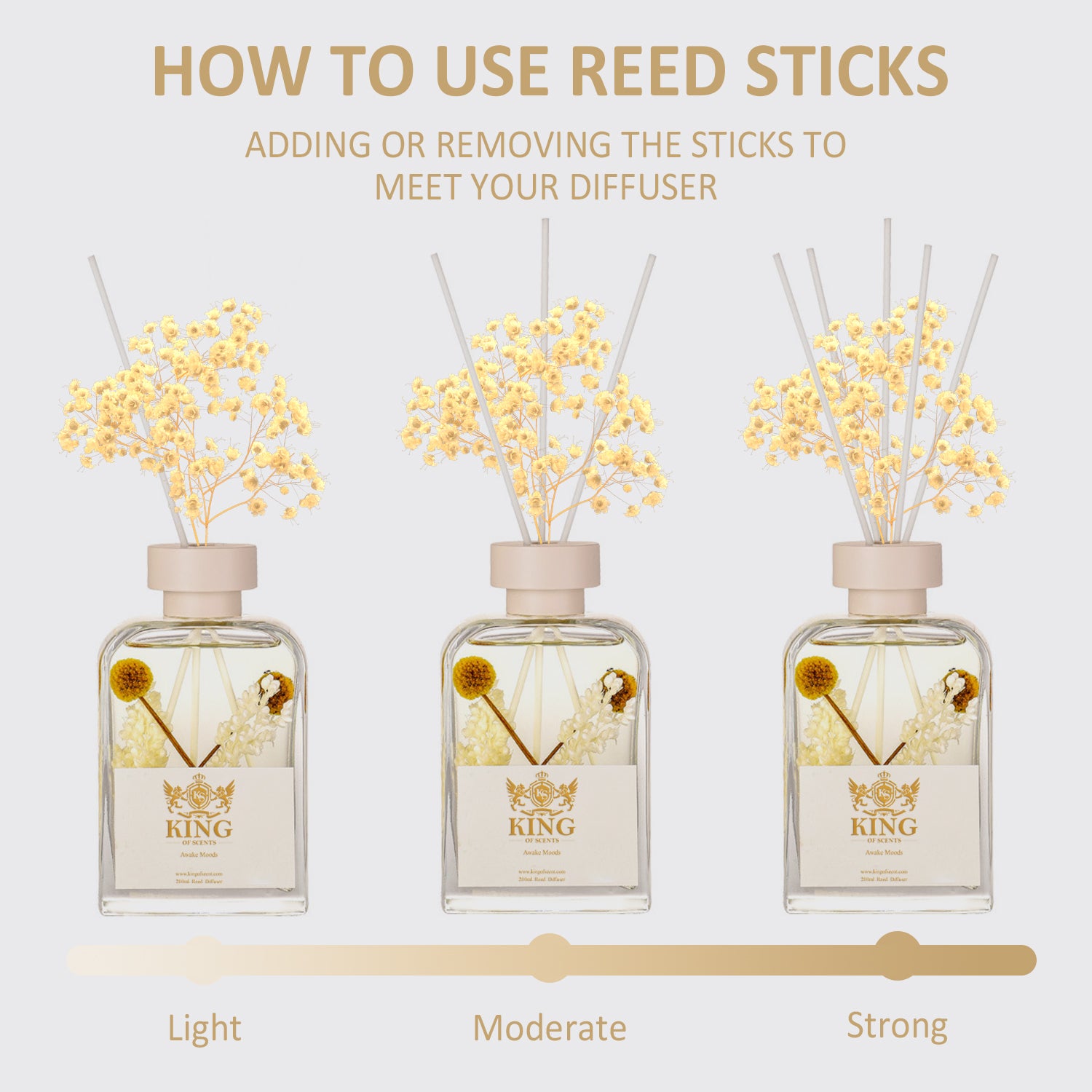 Reed Diffuser & Oil Diffuser Sticks with Flower, Aromatherapy, Home & –  King Of Scents