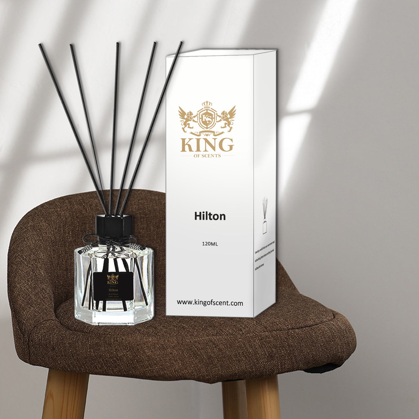 KING OF SCENTS Reed Diffuser (120ml) Hilton Hotel Reed Diffuser Set,Reed Diffuser & Oil Diffuser Sticks with Flower, Aromatherapy, Home & Kitchen Décor,Fragrance and Gifts…
