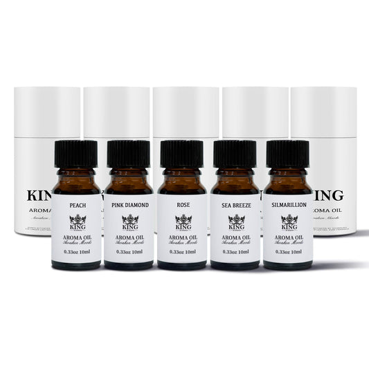 King Of Scents The Best-Selling Set  Aroma Diffuser Gift Set of Blended Essential Oils, Peach + Pink Diamond + Rose + Sea Breeze + Silmarillion - 10 Milliliter