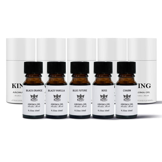 King Of Scents Selling Set Aroma Diffuser Gift Set of Blended Essential Oils| Black Orange + Black Vanilla + Blue Future + Boss + Charm - 10mililitier