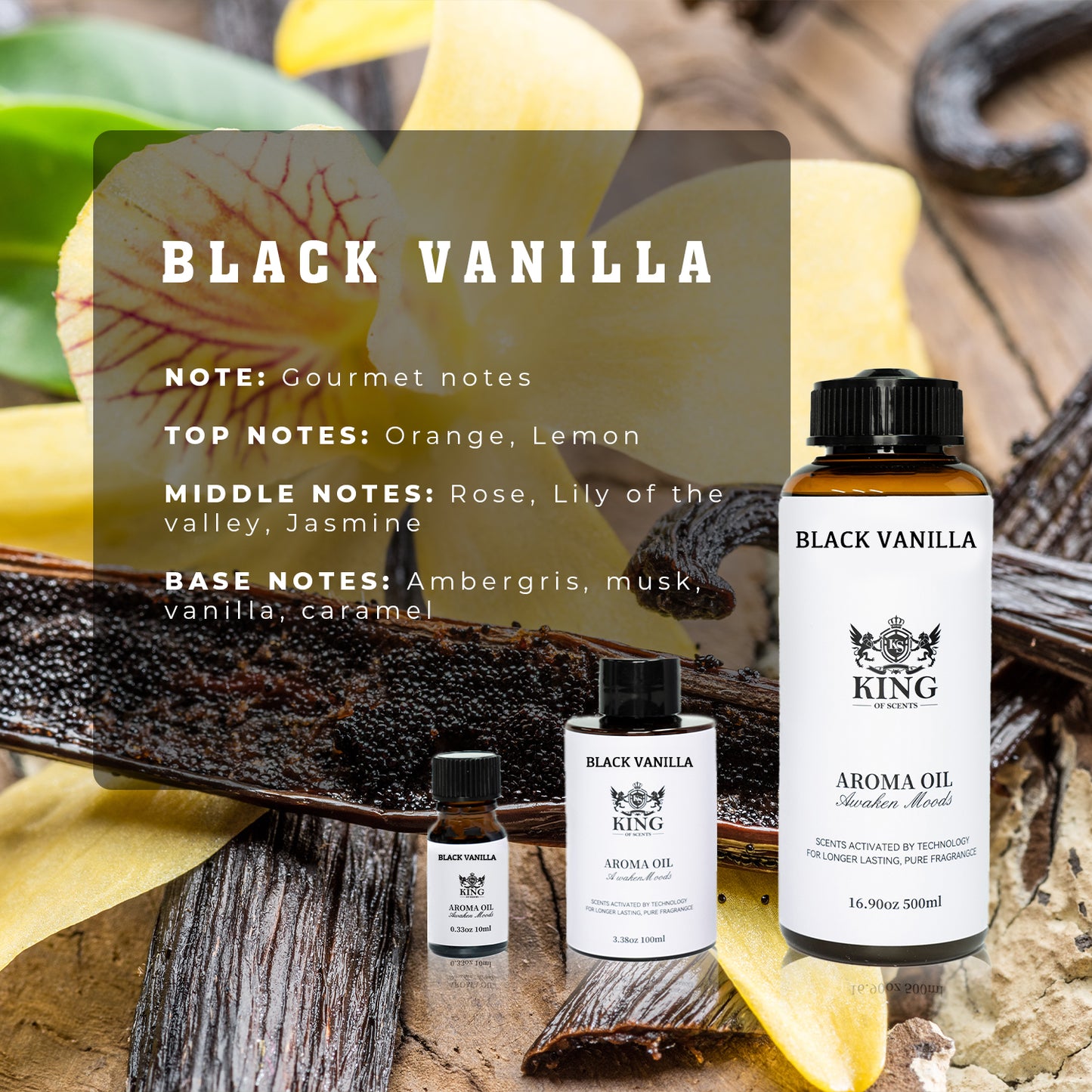 King Of Scents Black Vanilla for  Aroma Oil Scent Diffusers - (10ml-100ml-500 Milliliter)