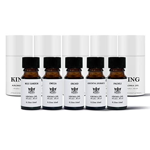 King Of Scents Diffuser Aroma Oils Blend Collection | Nile Garden + Omega + Orchid + Oriental Journey + Pachuli - 10ml