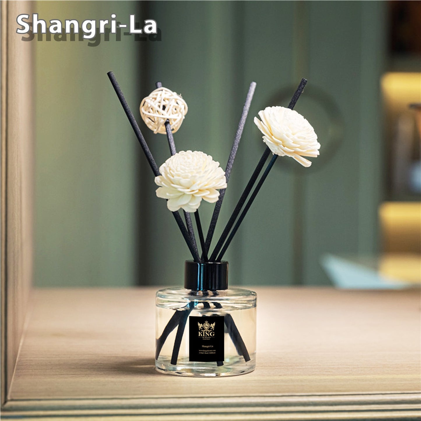 King of scents Aroma Reed Diffuser 120ml) Shangri-La Reed Diffuser Set,Reed Diffuser & Oil Diffuser Sticks,  Home & Kitchen Décor,Fragrance and Gifts